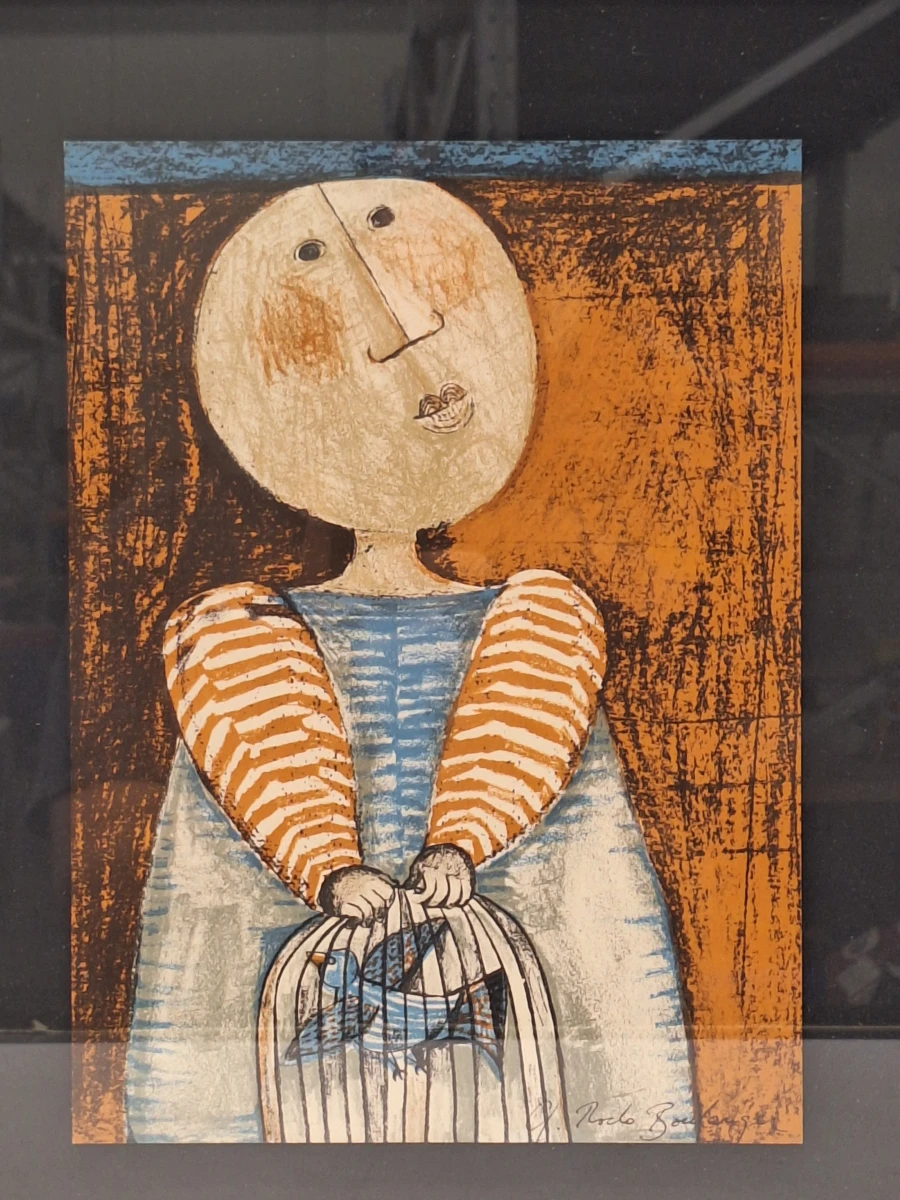‘Kind met vogelkooi’ - kleurenlithografie naar Graciela Rodo Boulanger