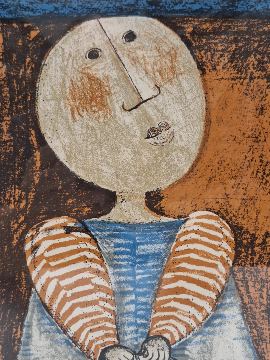 ‘Kind met vogelkooi’ - kleurenlithografie naar Graciela Rodo Boulanger