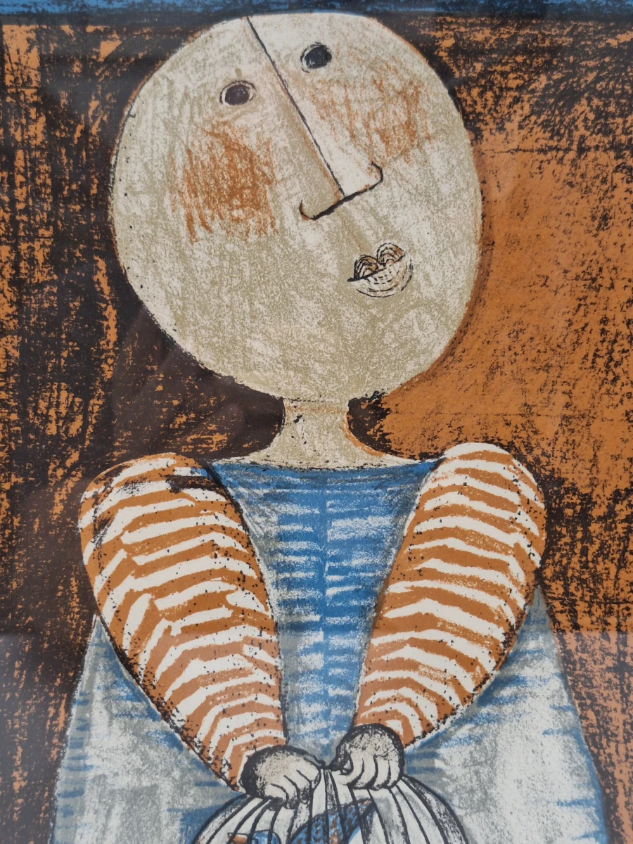 ‘Kind met vogelkooi’ - kleurenlithografie naar Graciela Rodo Boulanger