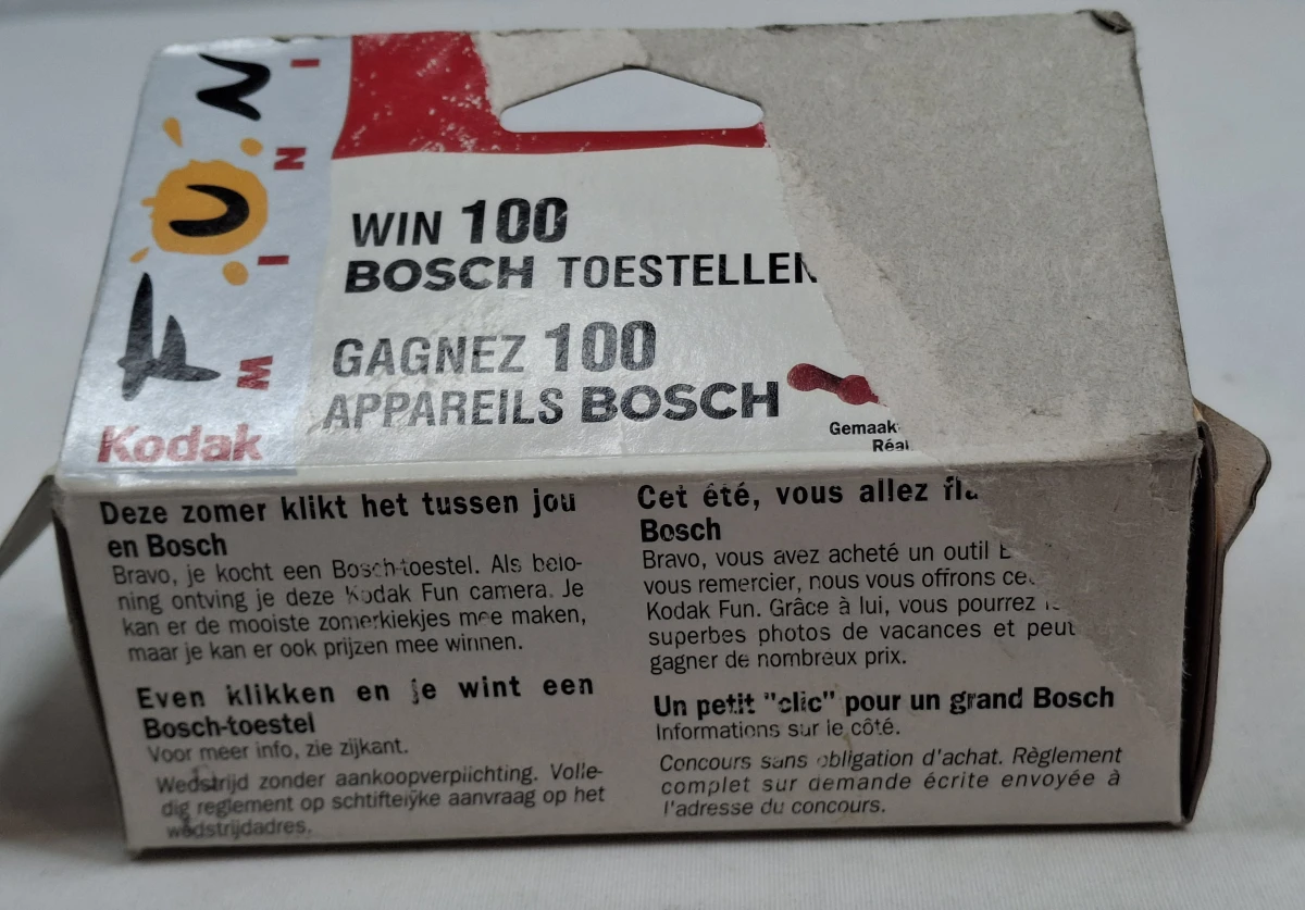 Vintage Bosch Kodak Fun Mini 35 mm wegwerpcamera in originele doos