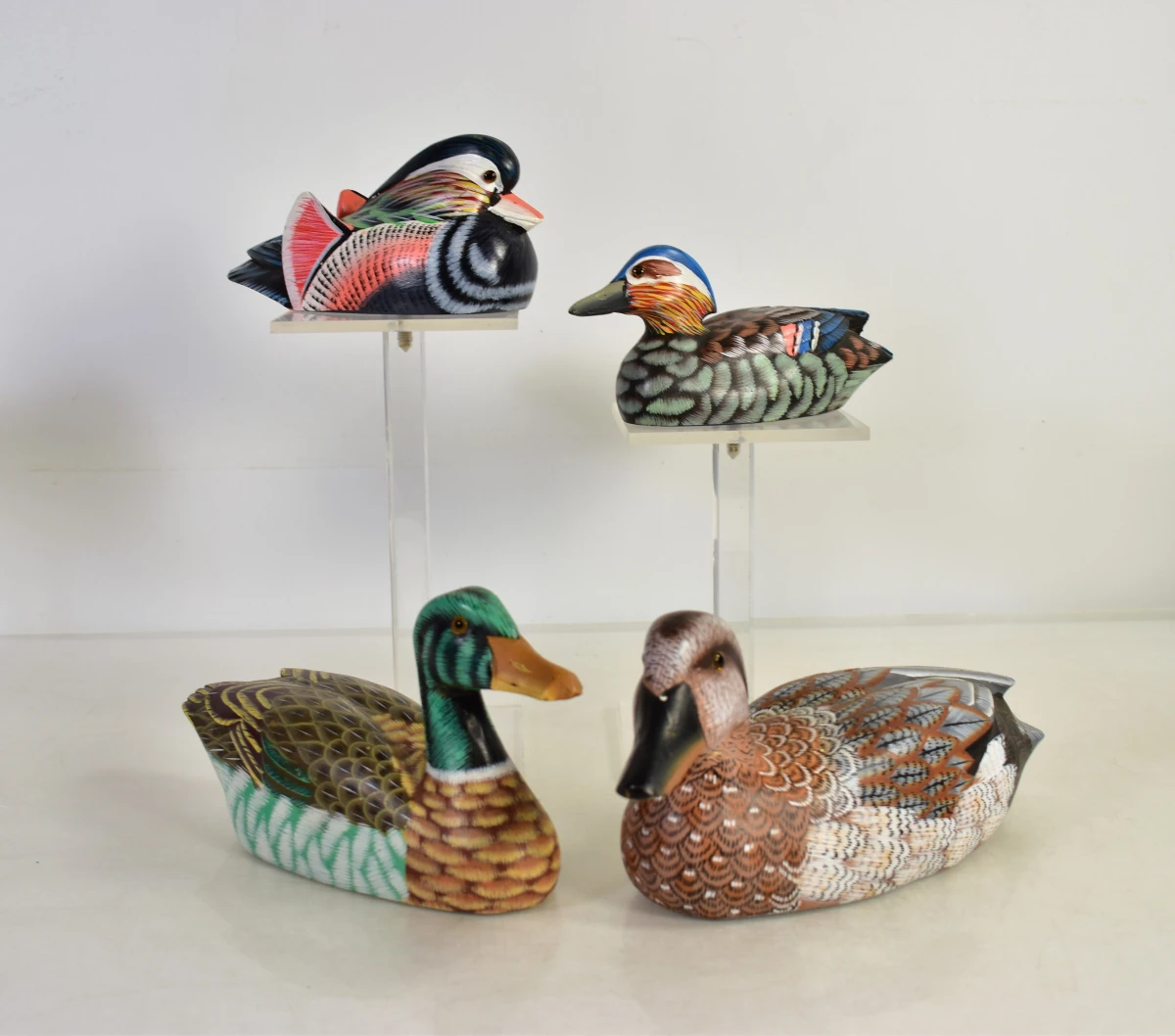 Set van 8 decoratieve eenden van hout - foto 2