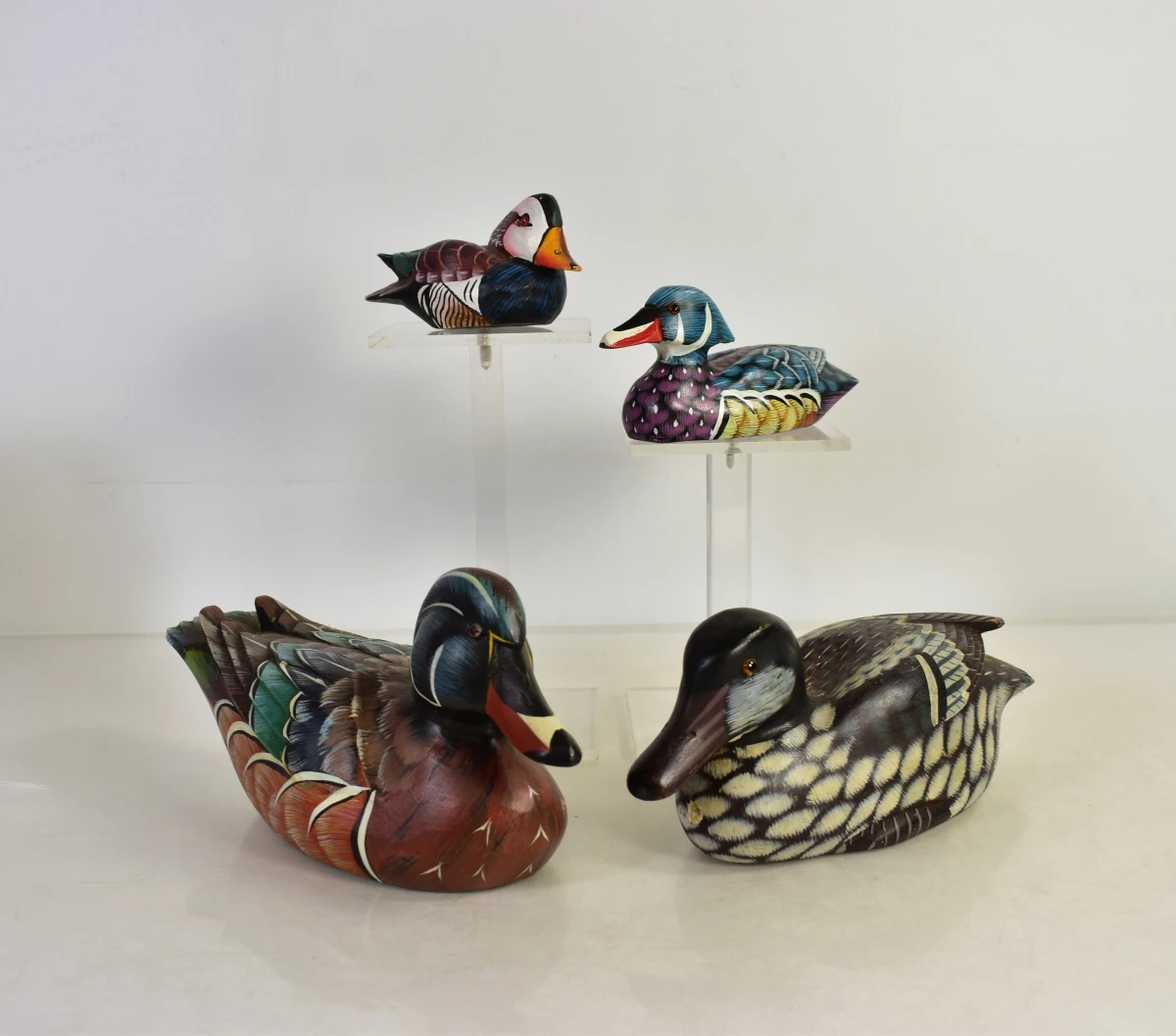 Set van 8 decoratieve eenden van hout - foto 3