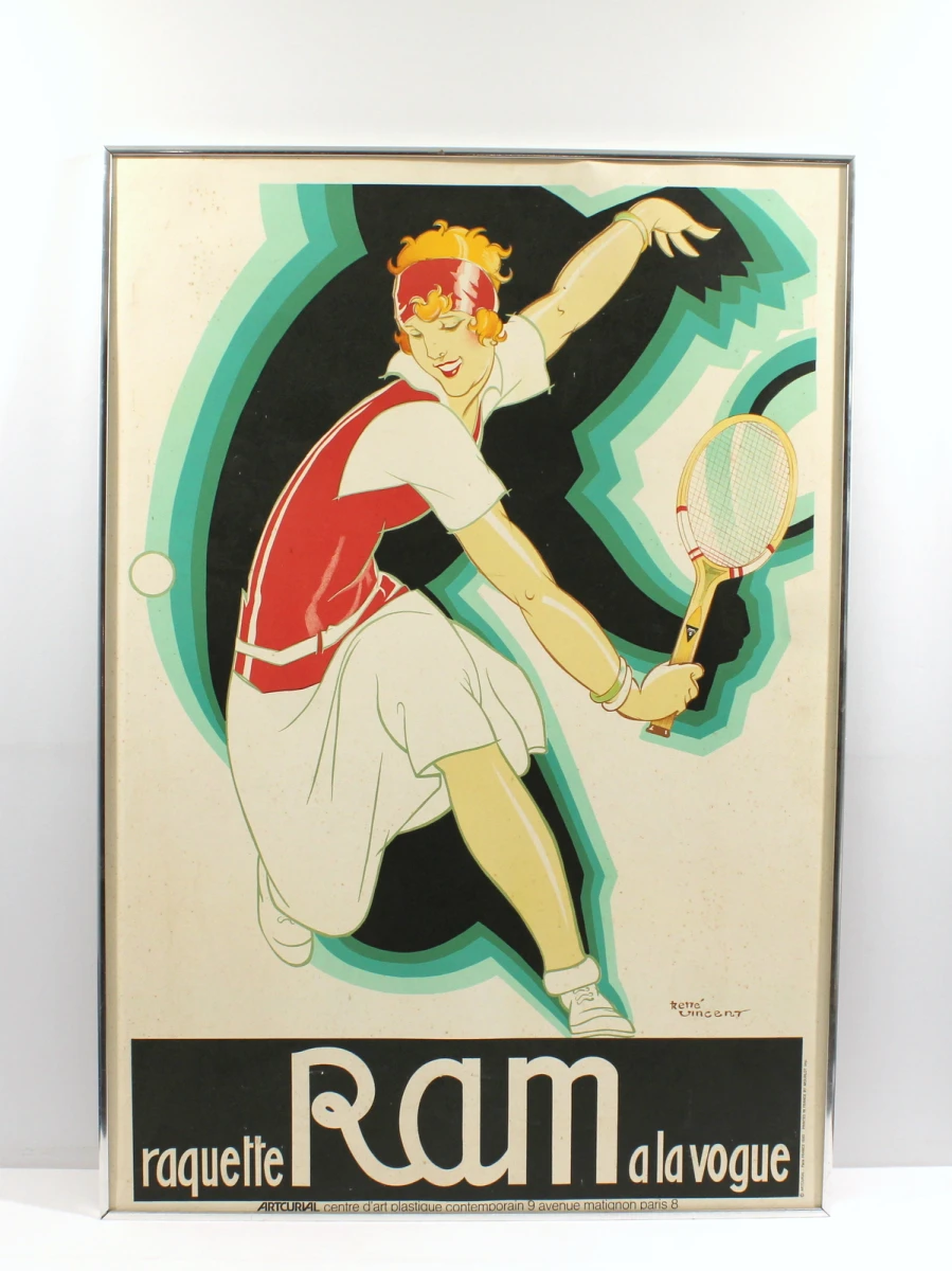 Vintage reclameposter Raquette Ram à la vogue tennis (1980)