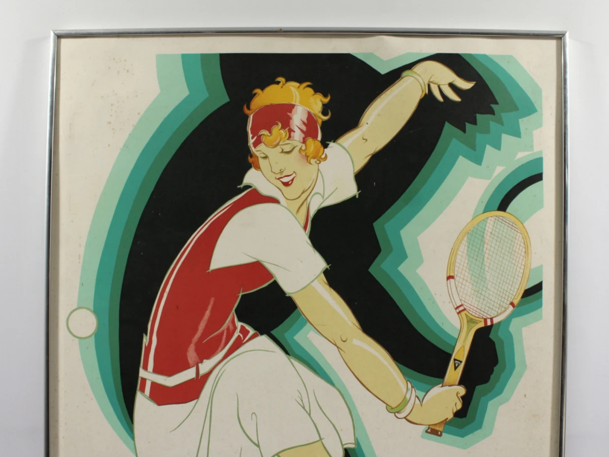 Vintage reclameposter Raquette Ram à la vogue tennis (1980)