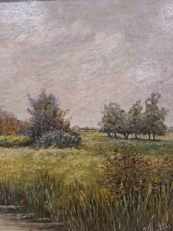 Set van 2 landelijke landschappen - Olieverf op hout - V. Mertens