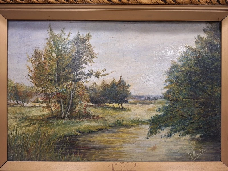 Set van 2 landelijke landschappen - Olieverf op hout - V. Mertens