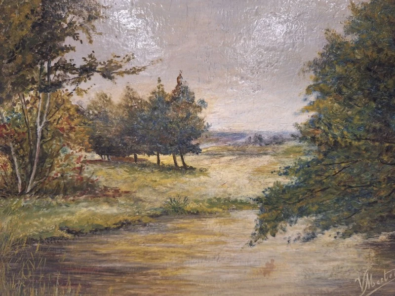Set van 2 landelijke landschappen - Olieverf op hout - V. Mertens