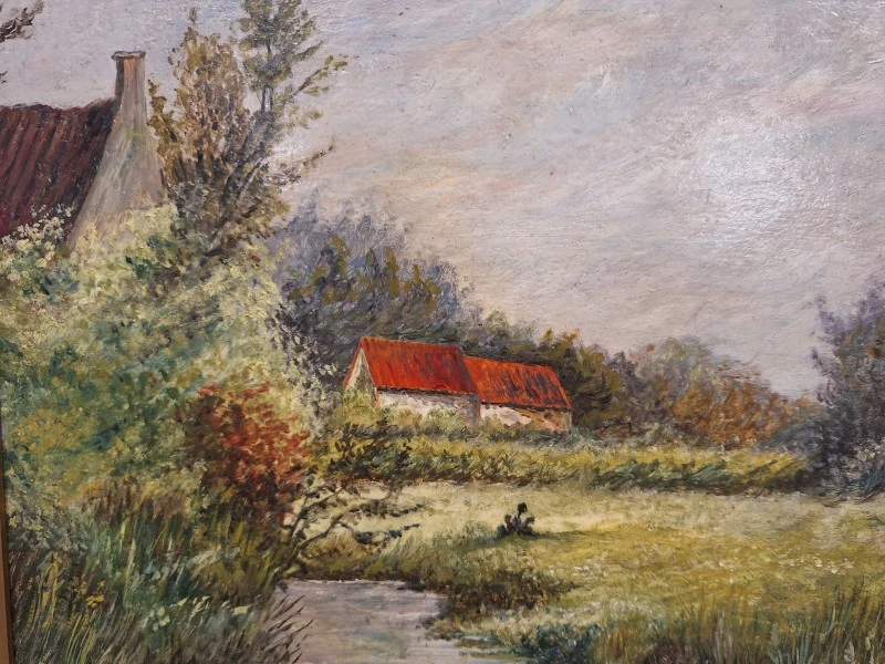 Set van 2 landelijke landschappen - Olieverf op hout - V. Mertens