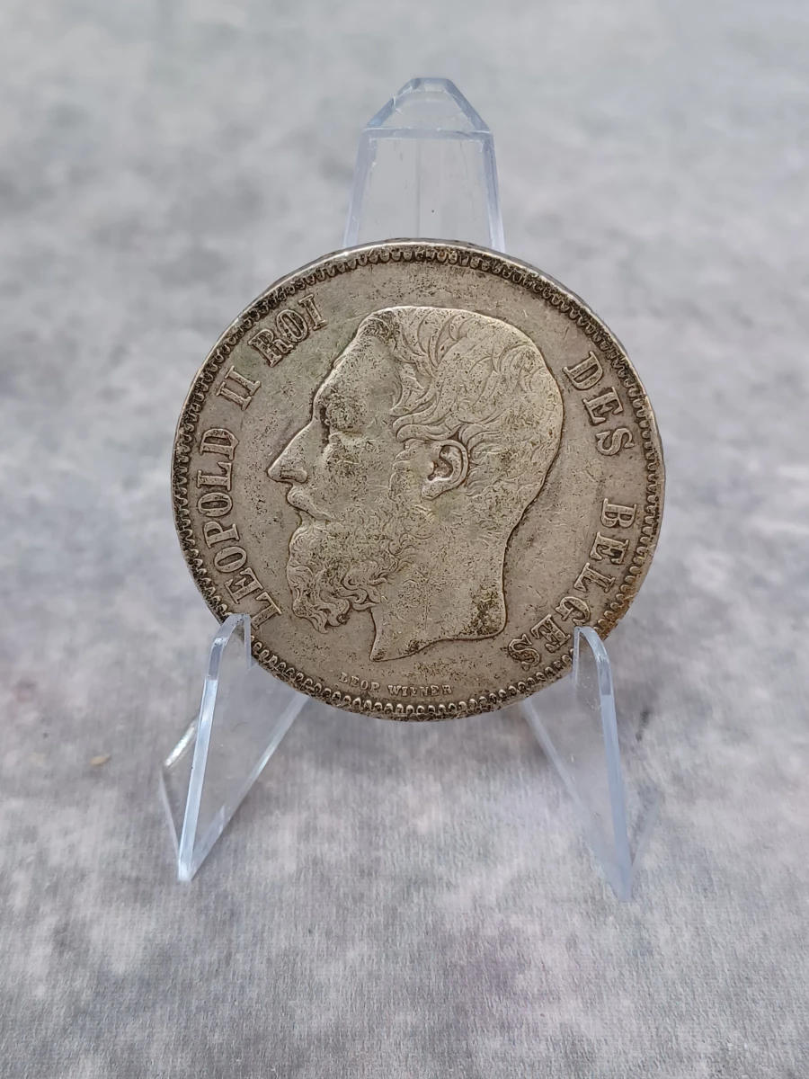 Zilveren 5 Francs Belgische munt 1875 - Leopold II
