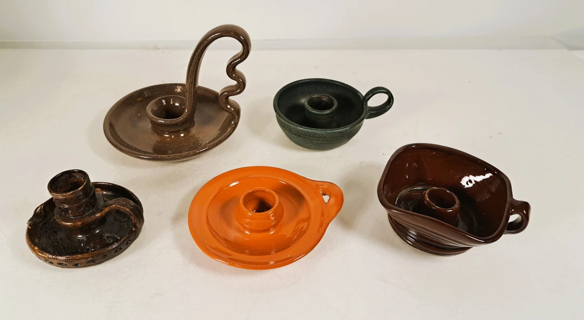 Lot van 20 vintage en handgemaakte keramische kandelaars - foto 4
