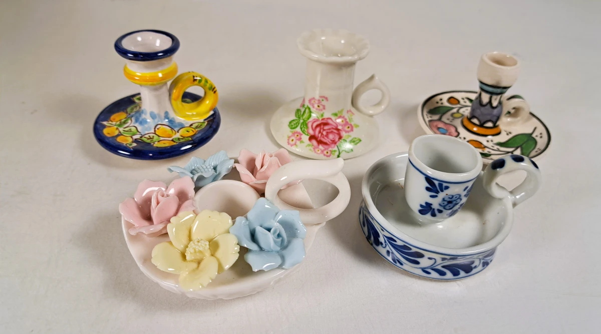 Lot van 20 vintage en handgemaakte keramische kandelaars - foto 10