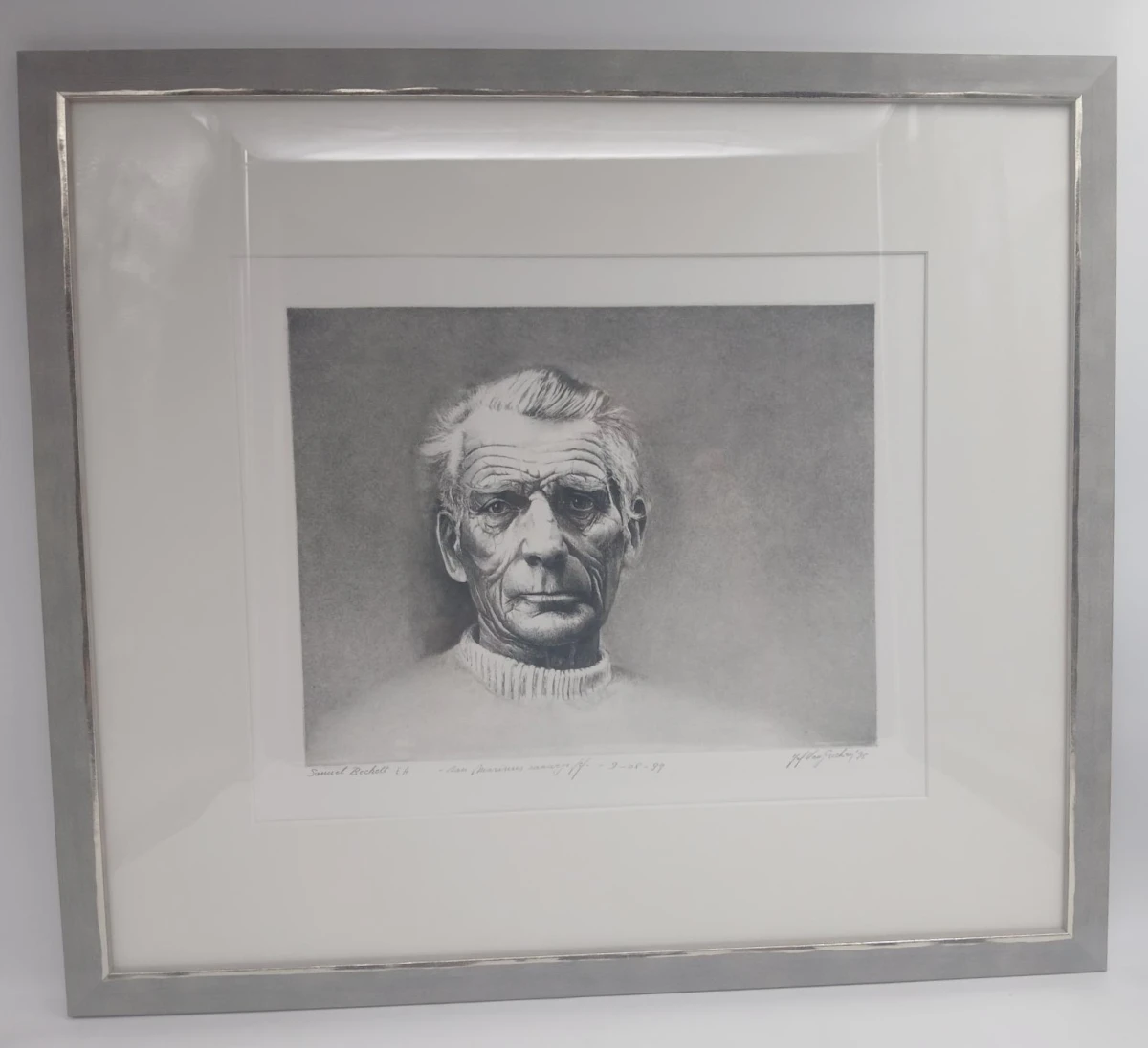 Gravure portret van Samuel Beckett door Jef Van Grieken
