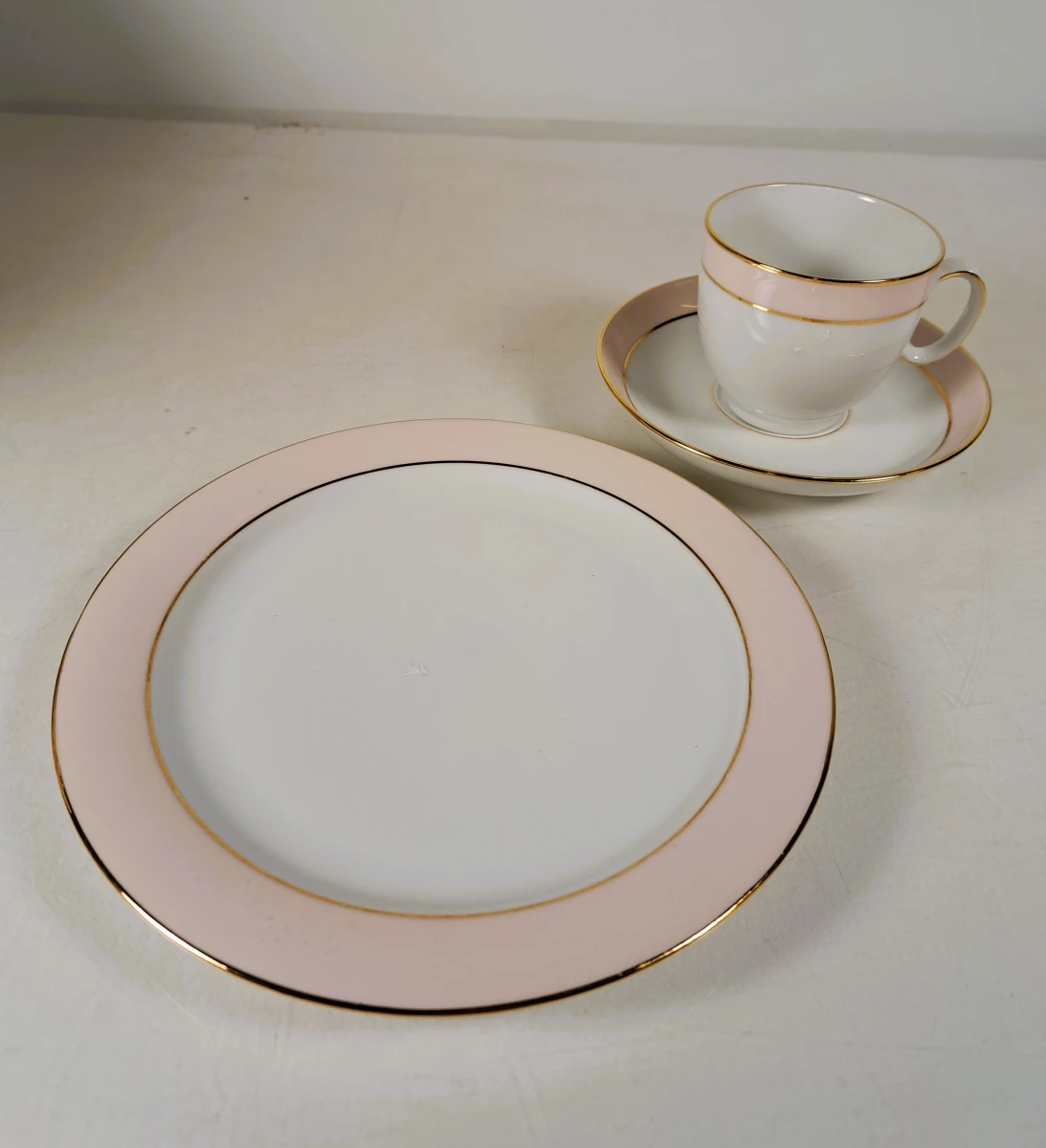 Eschenbach Bavaria porseleinen servies met roze en gouden rand – ca. 59-delig - foto 4