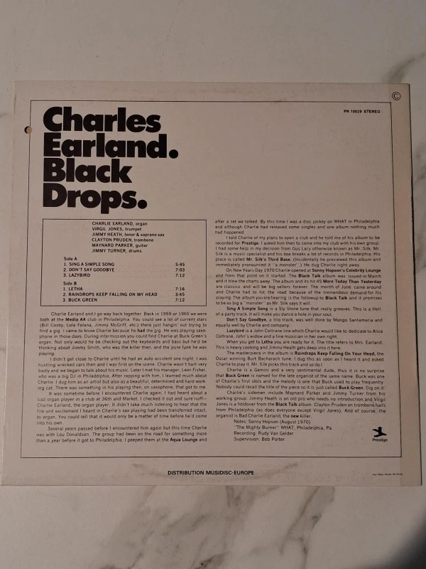 🎷 Charles Earland – Black Drops (LP, Prestige – PR 10029) - foto 2