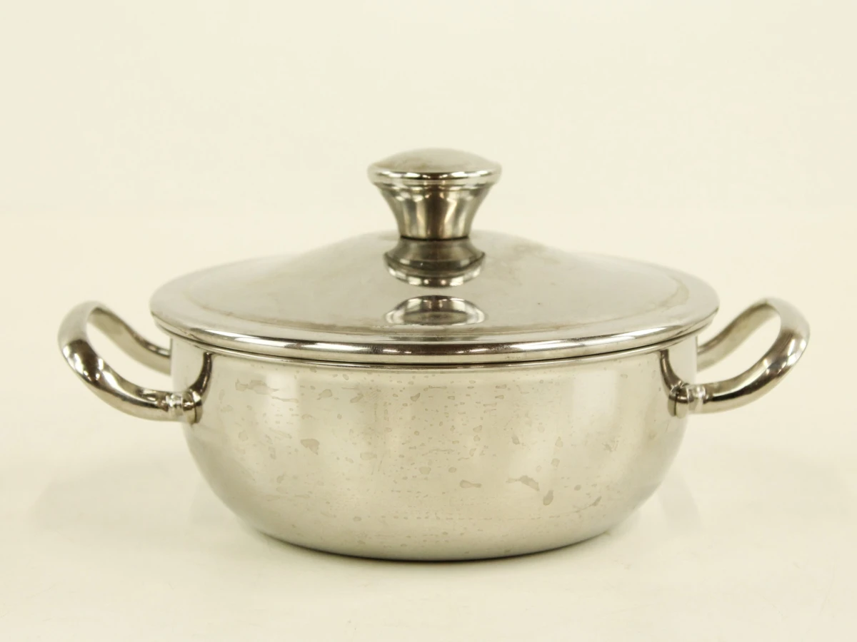 Set van 2 Alessi roestvrijstalen kookpotten met deksels