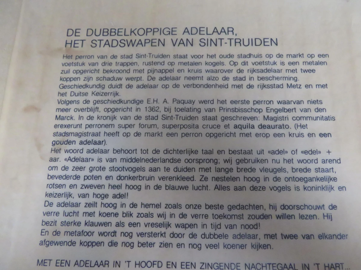 Dubbelkoppige adelaar stadswapen Sint-Truiden