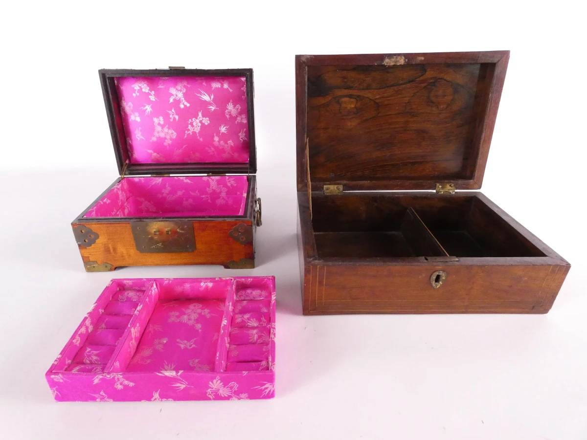 2 vintage houten juwelenkistjes