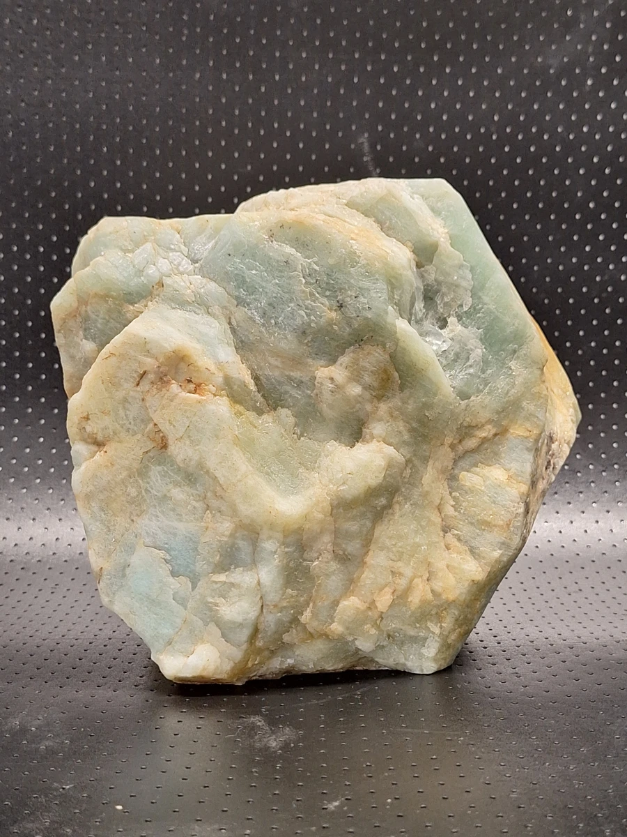 set van 2 decoratieve mineralen - Ruwe groenblauwe kristalsteen en gepolijste witte natuursteen