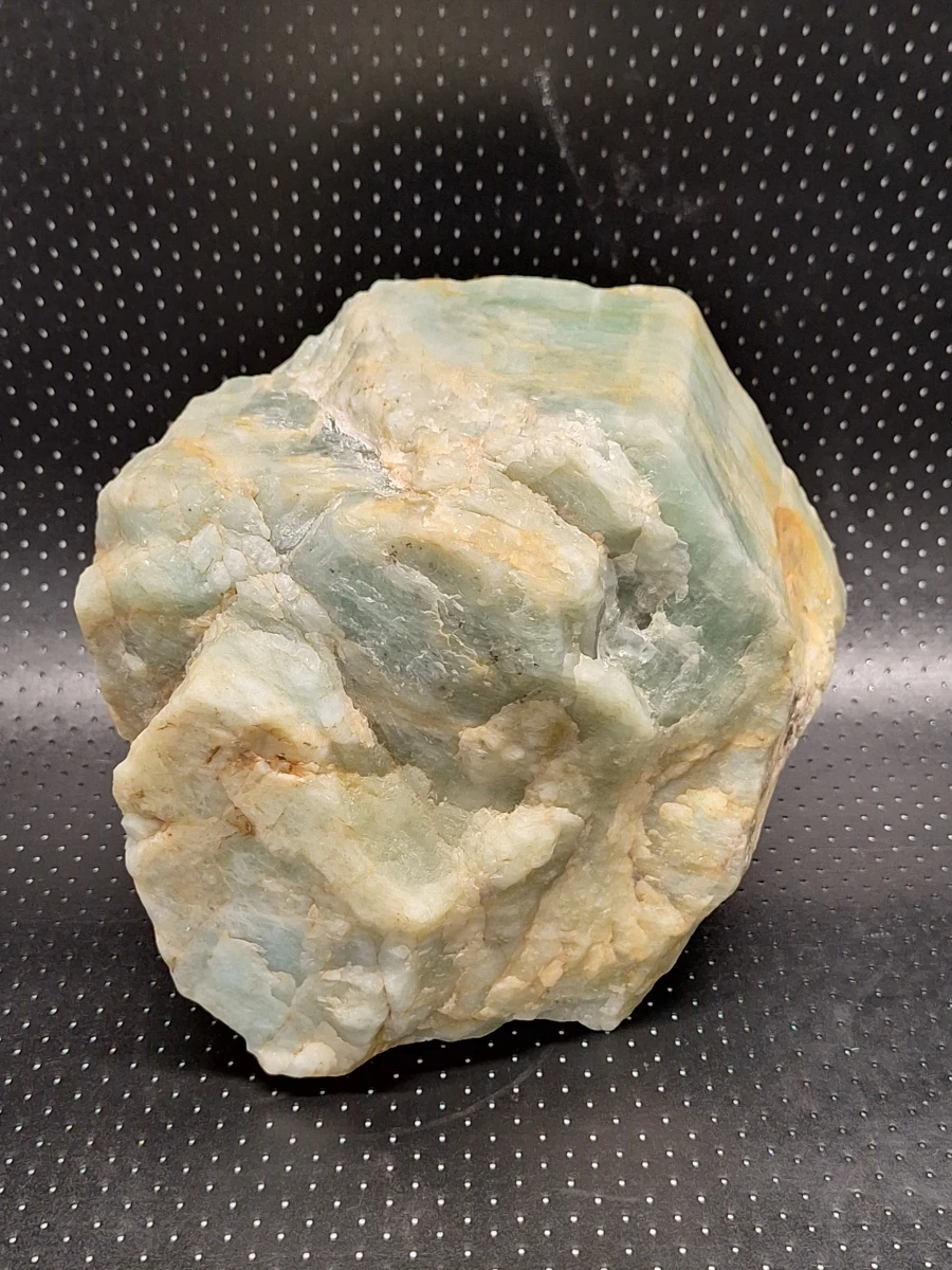 set van 2 decoratieve mineralen - Ruwe groenblauwe kristalsteen en gepolijste witte natuursteen
