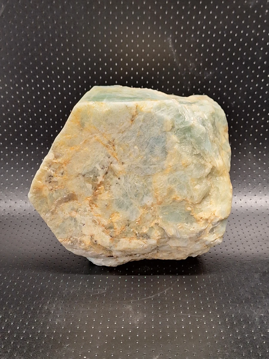 set van 2 decoratieve mineralen - Ruwe groenblauwe kristalsteen en gepolijste witte natuursteen