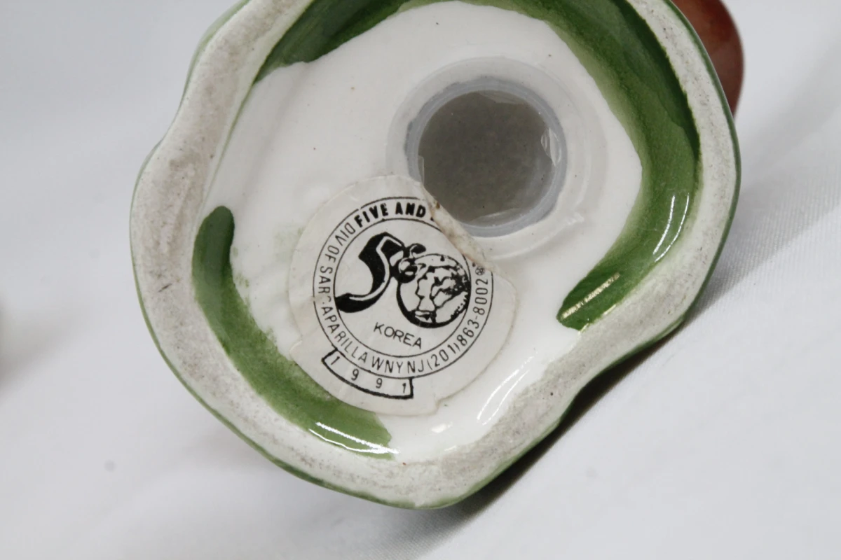 Vintage keramische pelikaan peper- en zoutstel