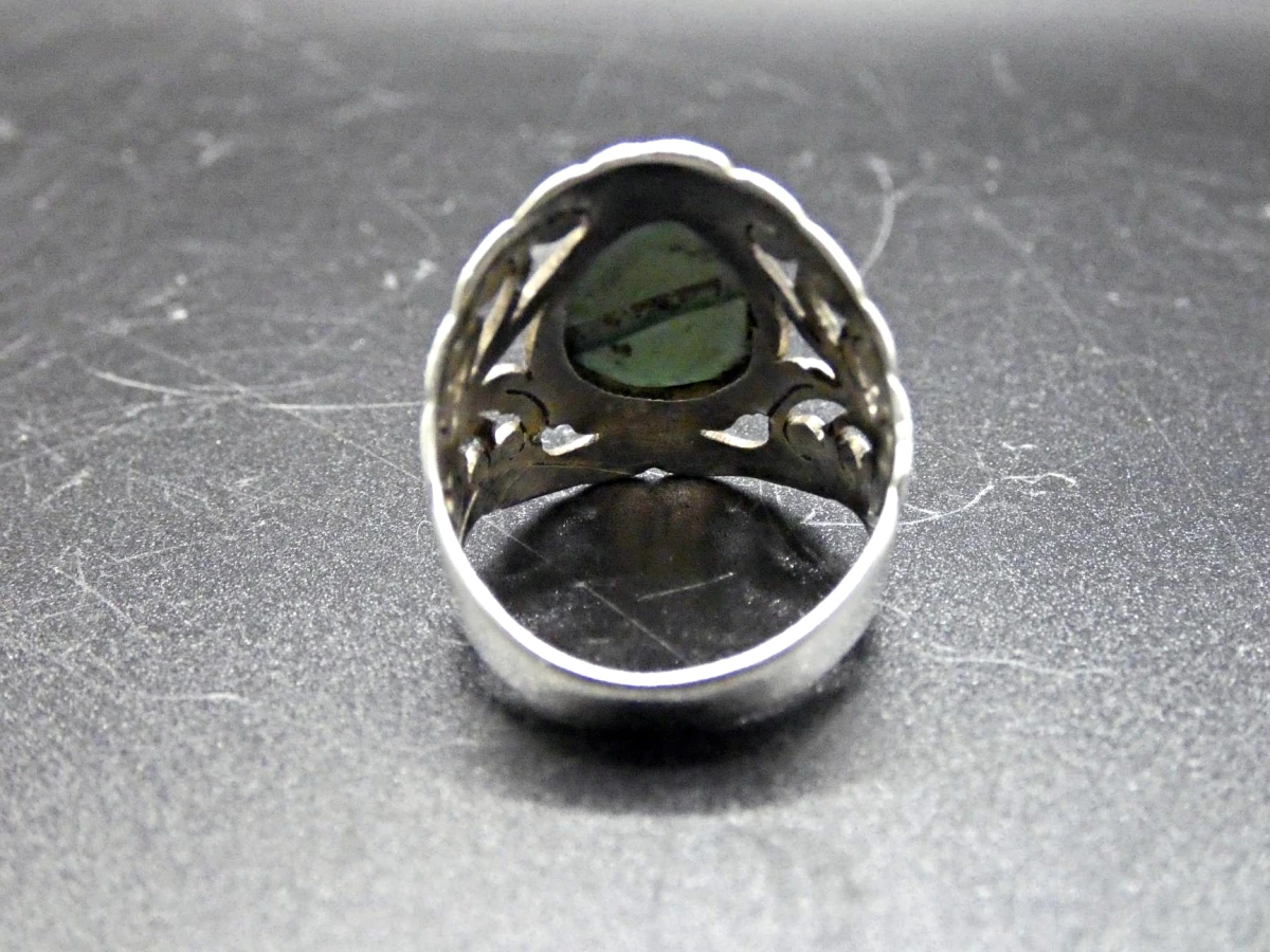 Zilveren ring met groene steen - foto 2