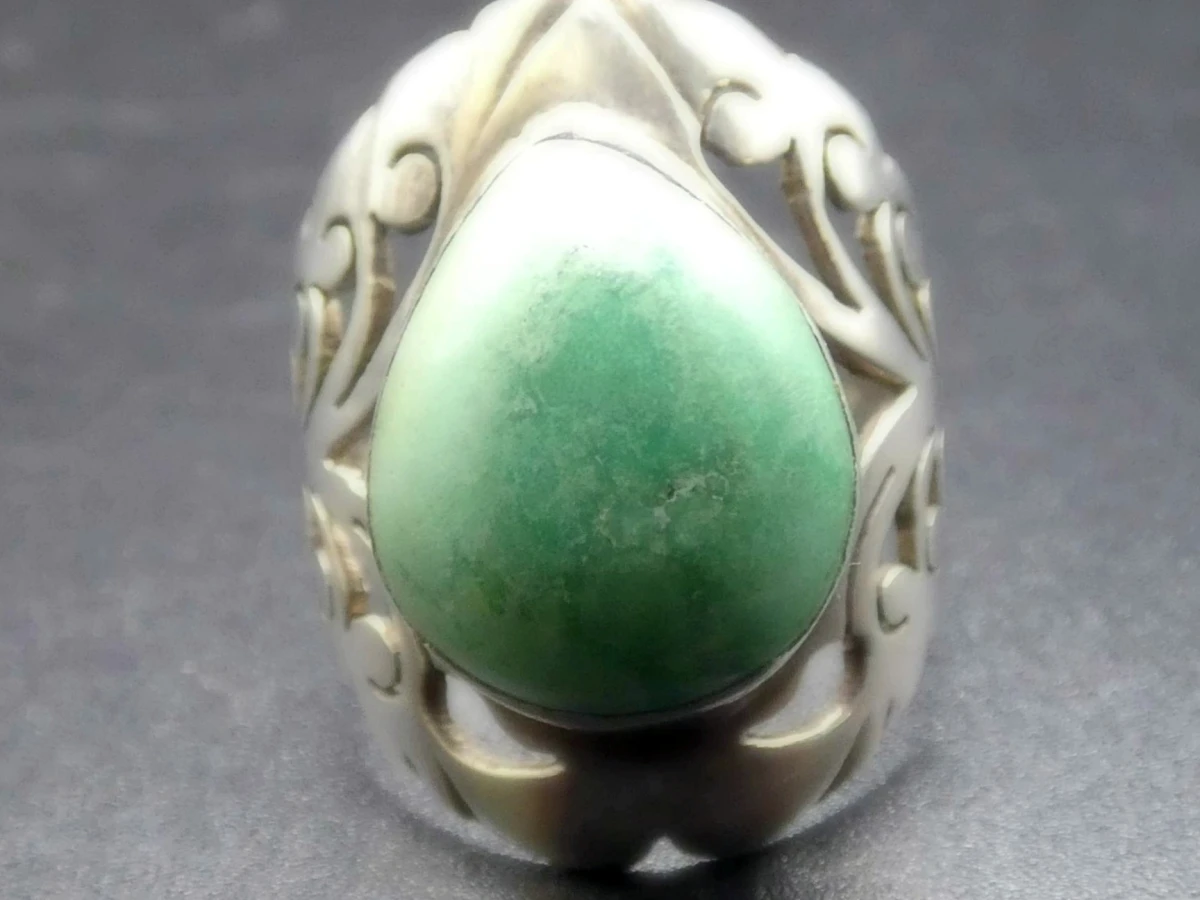 Zilveren ring met groene steen - foto 6