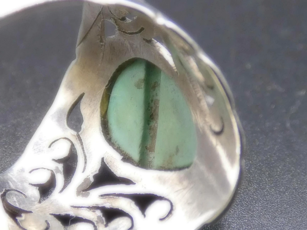 Zilveren ring met groene steen - foto 5