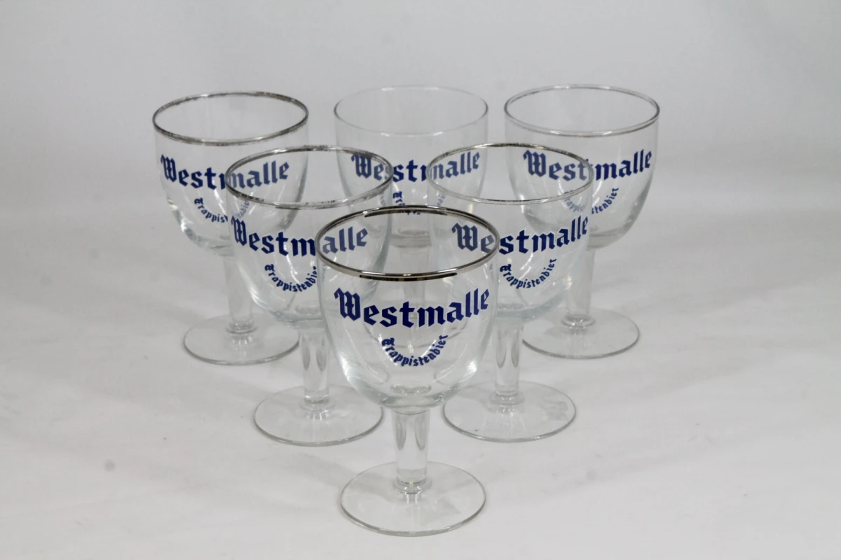 6 Vintage Westmalle trappistenbier glazen
