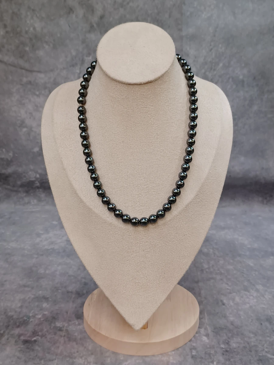 Elegante 2-delige sieradenset van Hematiet - Ketting en drierijige armband - foto 2