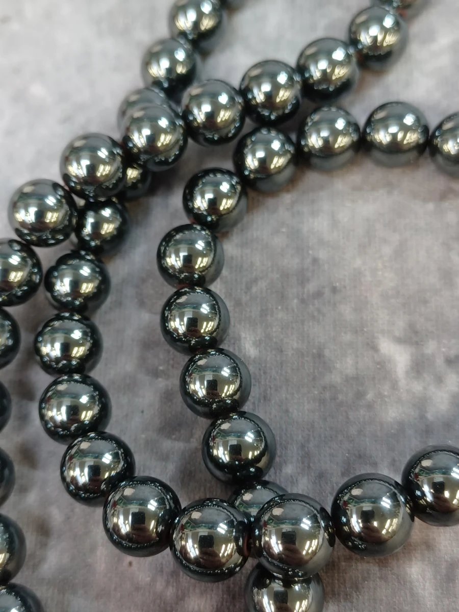 Elegante 2-delige sieradenset van Hematiet - Ketting en drierijige armband - foto 5