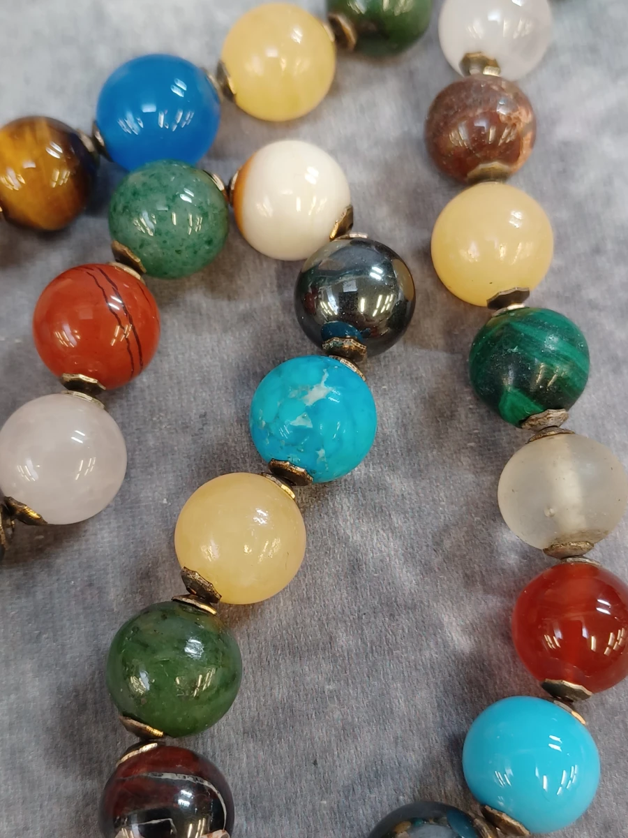 Kleurrijke antieke multi-edelsteen ketting met filigrein stecksluiting - foto 4