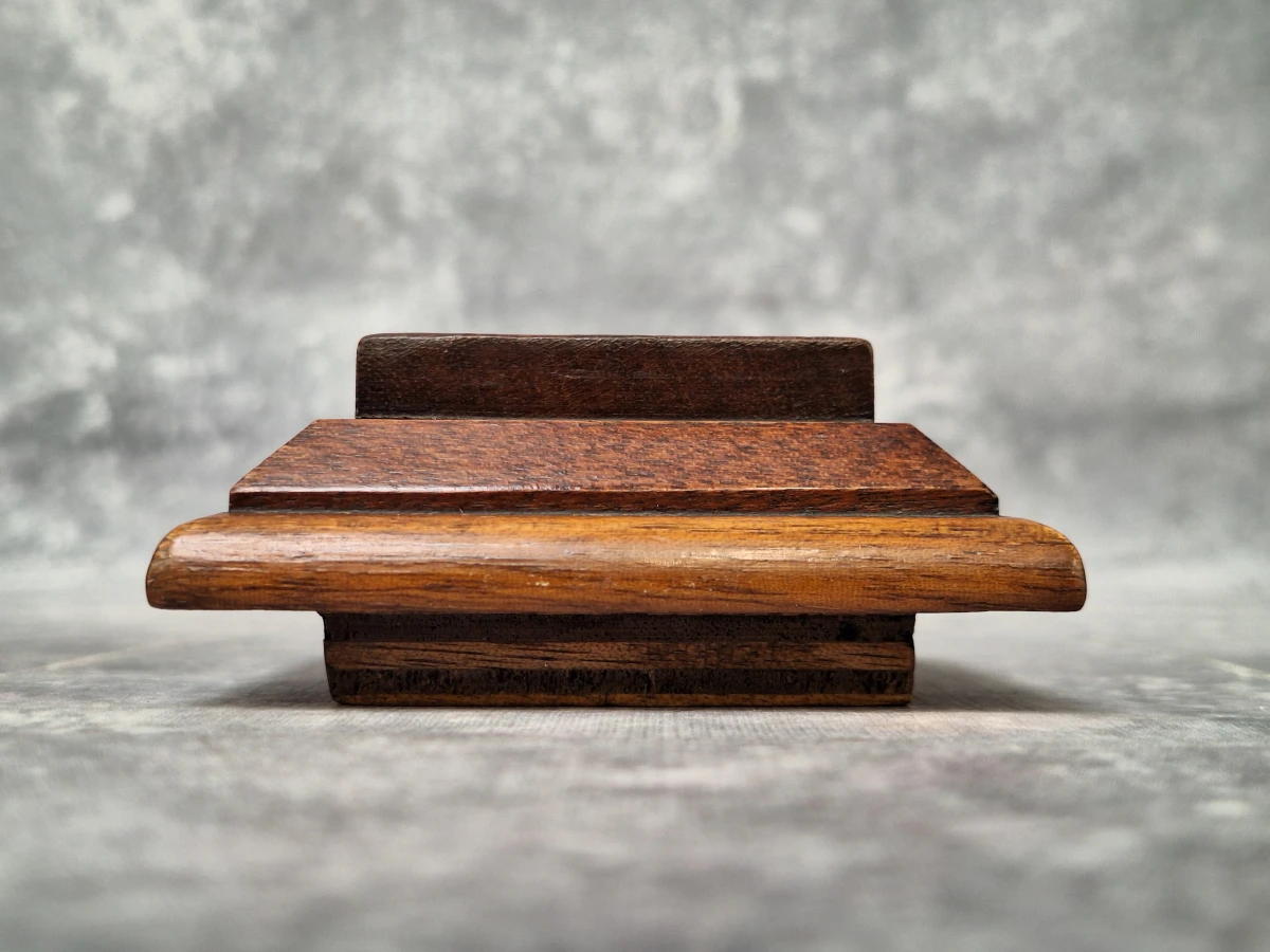 Set van 4 houten voorraadpotten met wortelnotenfineer en geometrisch inlegwerk - foto 19