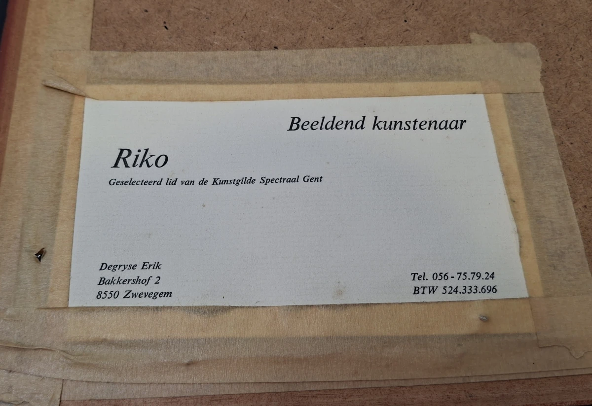 Ingelijste pentekening van De Rozenhoedkaai met Belfort te Brugge