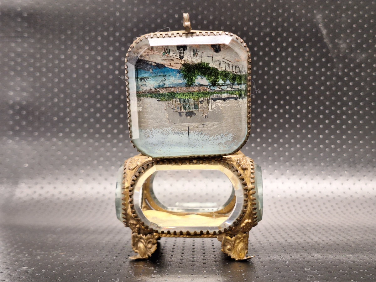 Set van 2 antieke Franse glazen souvenir-juwelendoosjes - Parijs - ca. 1880–1910 - foto 10