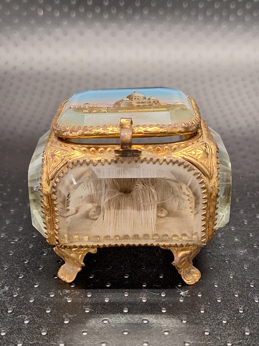Set van 2 antieke Franse glazen souvenir-juwelendoosjes - Parijs - ca. 1880–1910 - foto 13