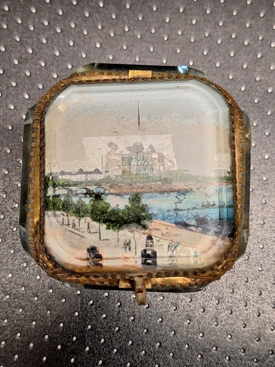Set van 2 antieke Franse glazen souvenir-juwelendoosjes - Parijs - ca. 1880–1910 - foto 7