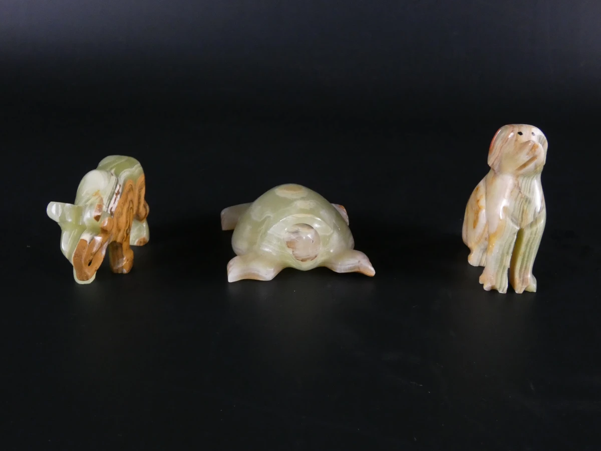 Set decoratieve onyx beeldjes en doosjes