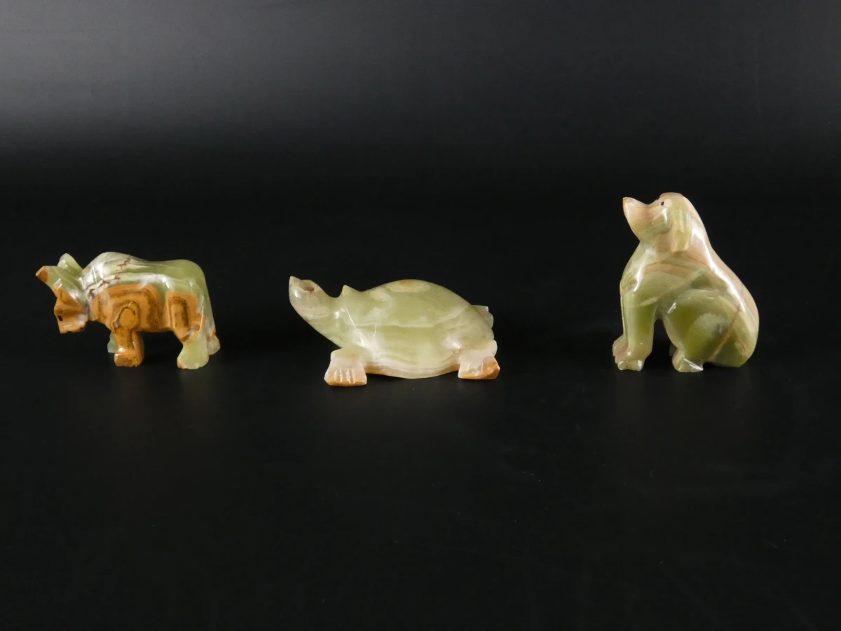 Set decoratieve onyx beeldjes en doosjes