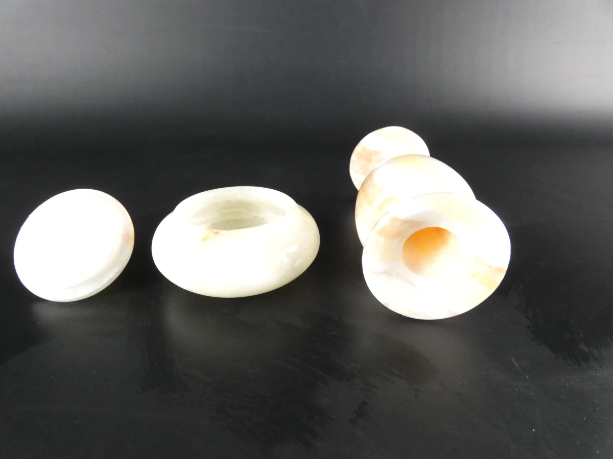 Set decoratieve onyx beeldjes en doosjes