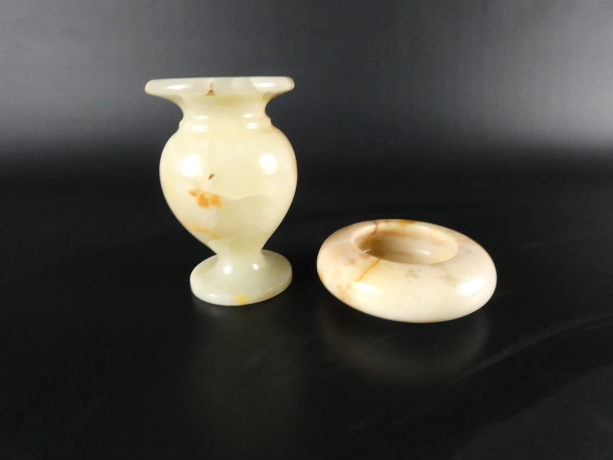 Set decoratieve onyx beeldjes en doosjes