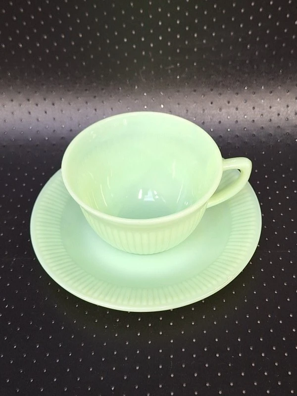 15-delig Vintage Fire-King Jadeite koffieservies - Anchor Hocking USA - groen melkglas - foto 7