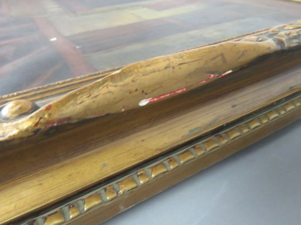 Antieke Houten Schilderijlijst met Goudaccenten