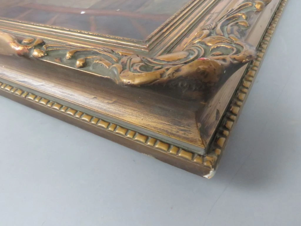 Antieke Houten Schilderijlijst met Goudaccenten