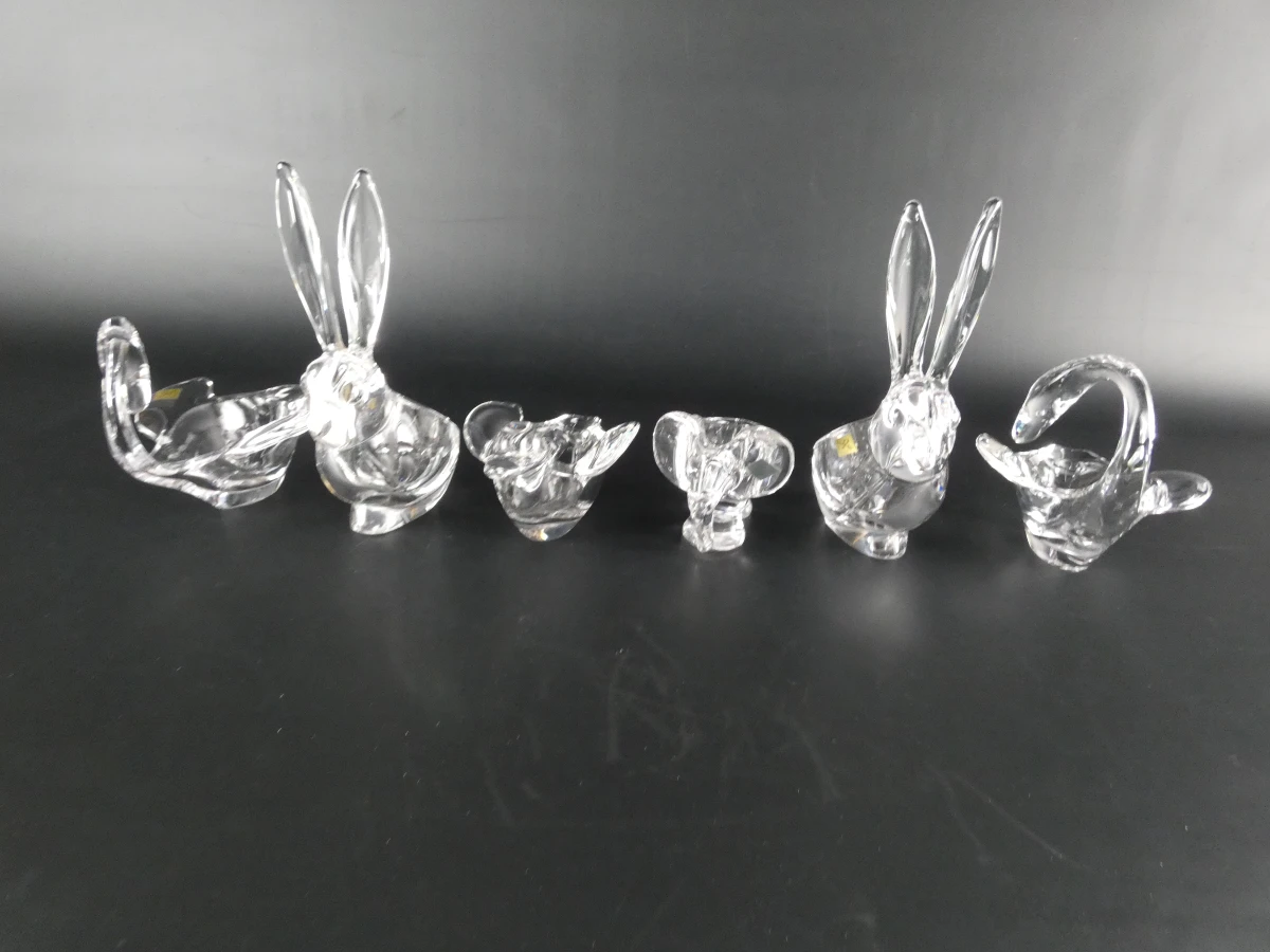 Set van 6 kristallen dierenschaaltjes van Vannes-le-Châtel