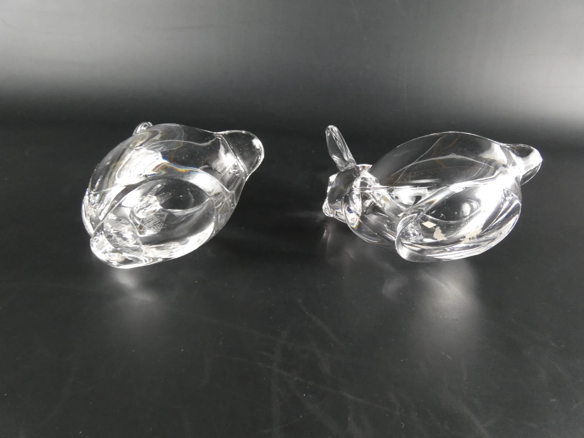 Set van 6 kristallen dierenschaaltjes van Vannes-le-Châtel