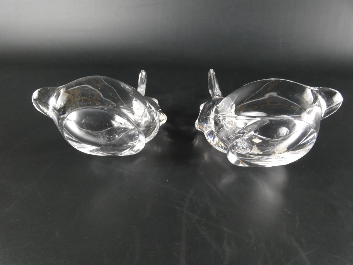 Set van 6 kristallen dierenschaaltjes van Vannes-le-Châtel