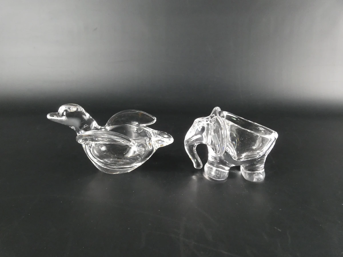 Set van 6 kristallen dierenschaaltjes van Vannes-le-Châtel