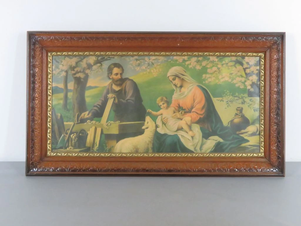 De Heilige Familie in een bloeiend landschap