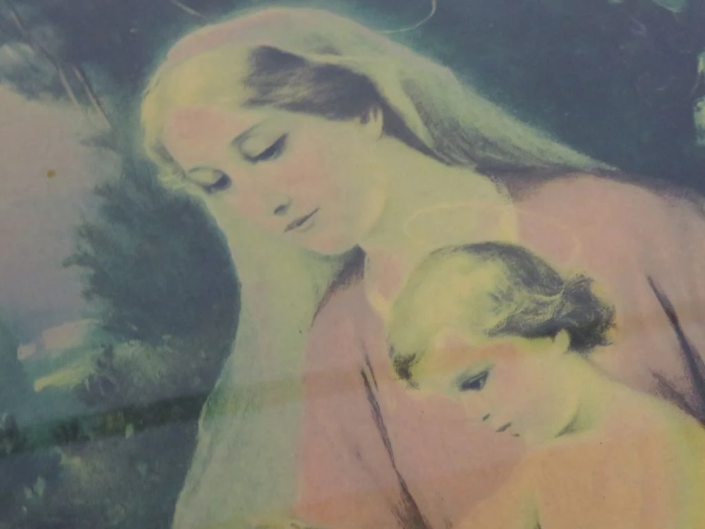 Ingelijste klassieke prent van de Maagd Maria